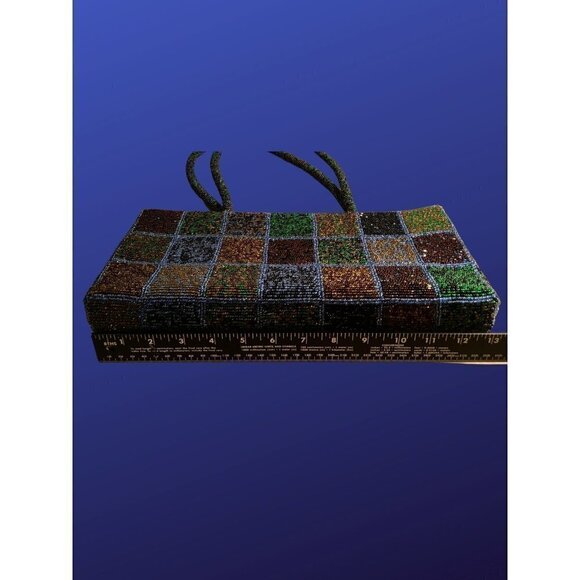 Arrow DESIGNS large pre-Owned vintage glass beaded evening bag handbag - Picture 3 of 8